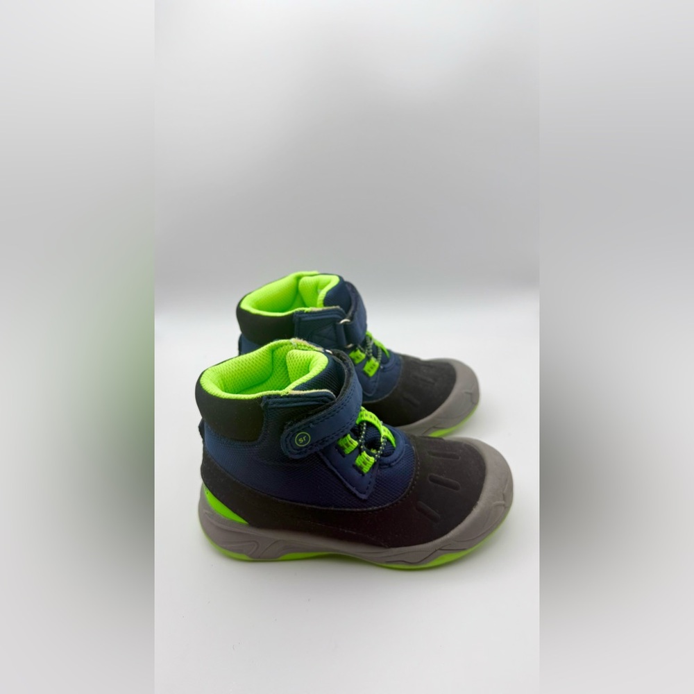 Stride Rite 360 Nebraska Boots- Black and Lime Green